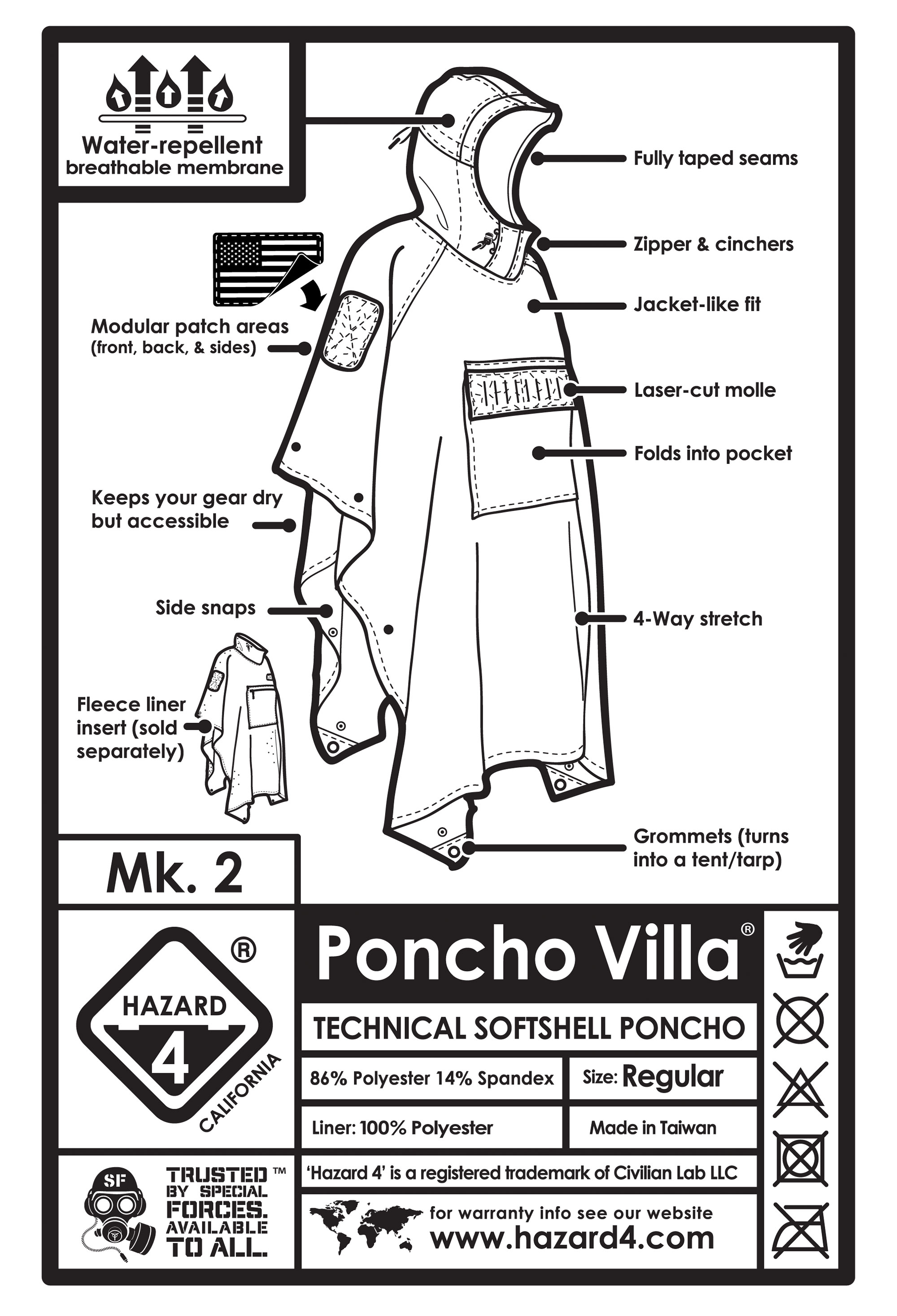 Hazard 4 Poncho Villa Technical Soft-Shell Regenponcho