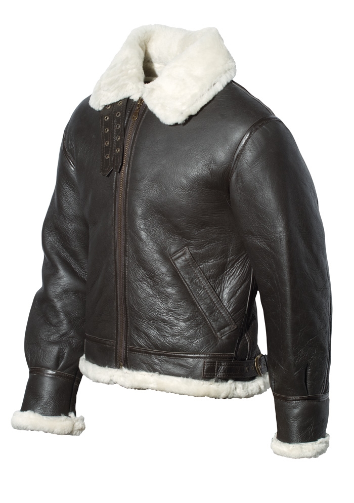 B3 Lammfell Lederjacke Dunkelbraun