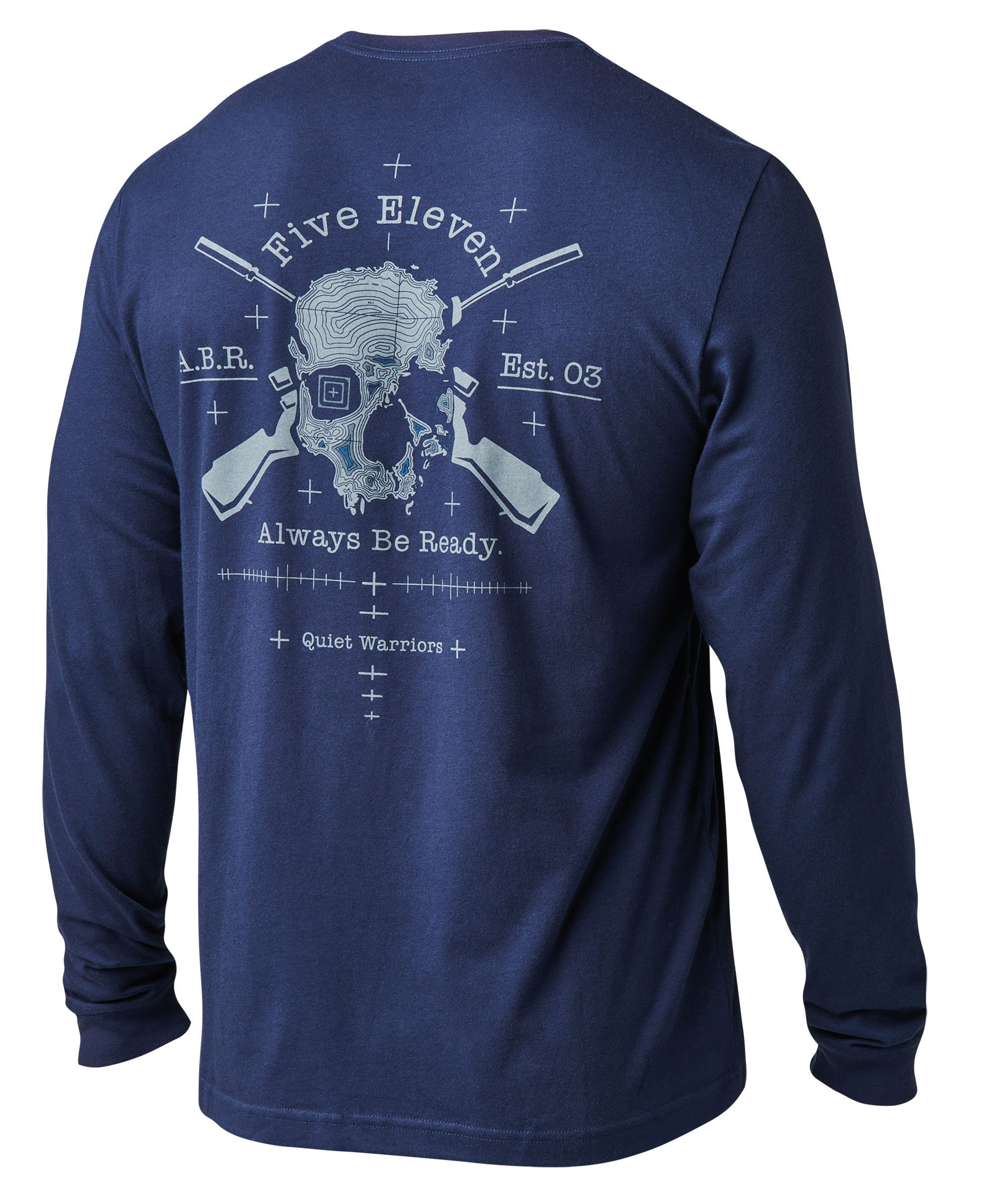 5.11 T-Shirt Langarm Blau mit Druck Quit Warrior