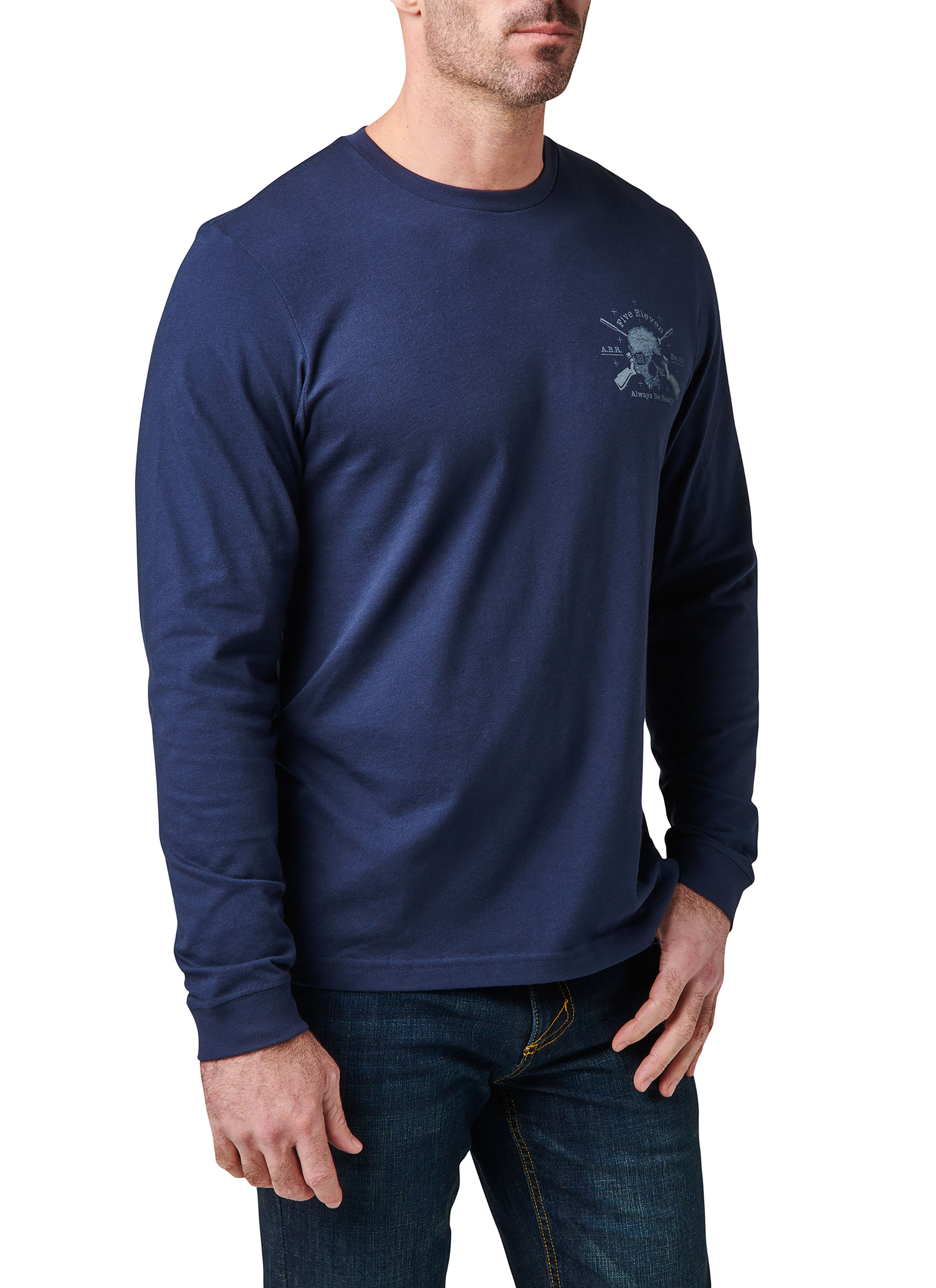 5.11 T-Shirt Langarm Blau mit Druck Quit Warrior