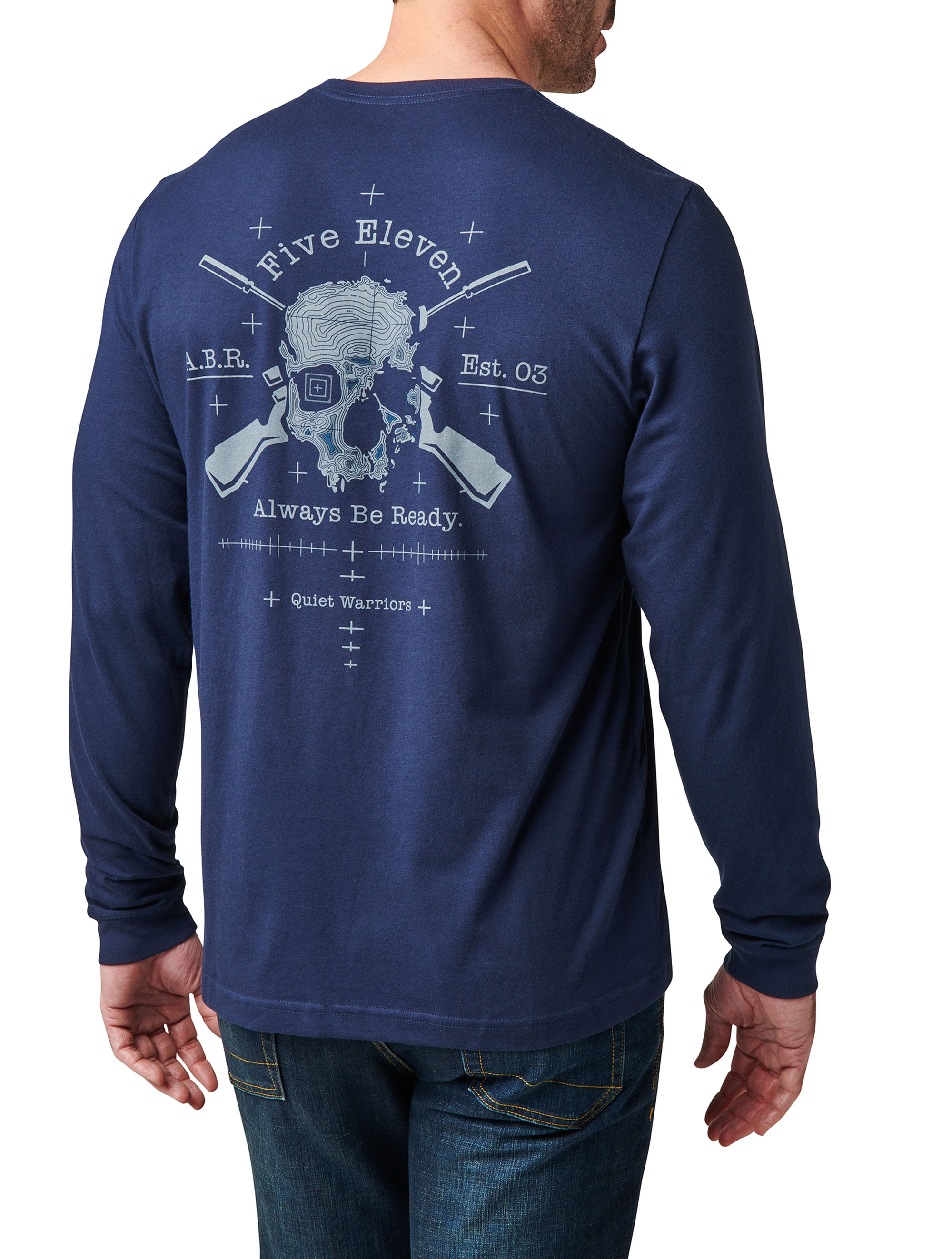 5.11 T-Shirt Langarm Blau mit Druck Quit Warrior