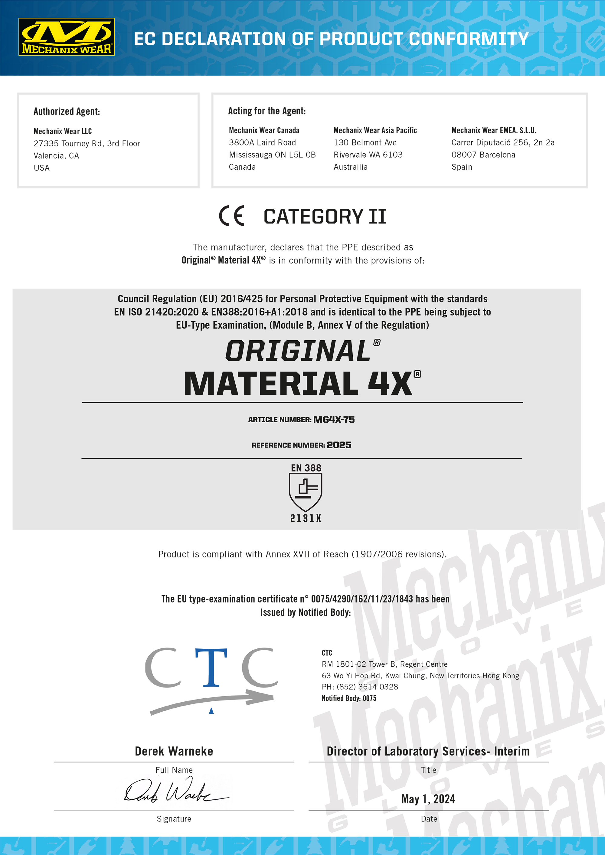 Handschuhe Mechanix Original Material 4X