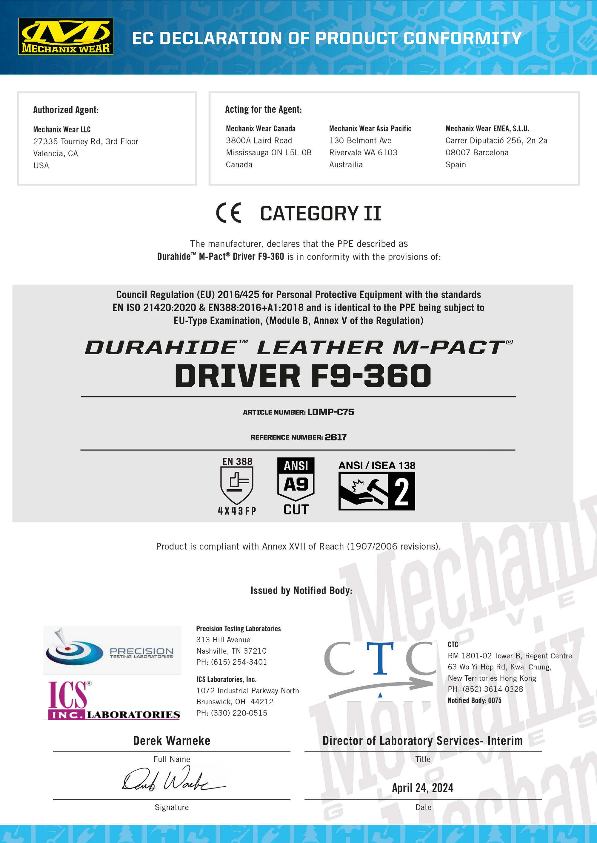 Handschuhe Mechanix DuraHide M-Pact Driver F9-360