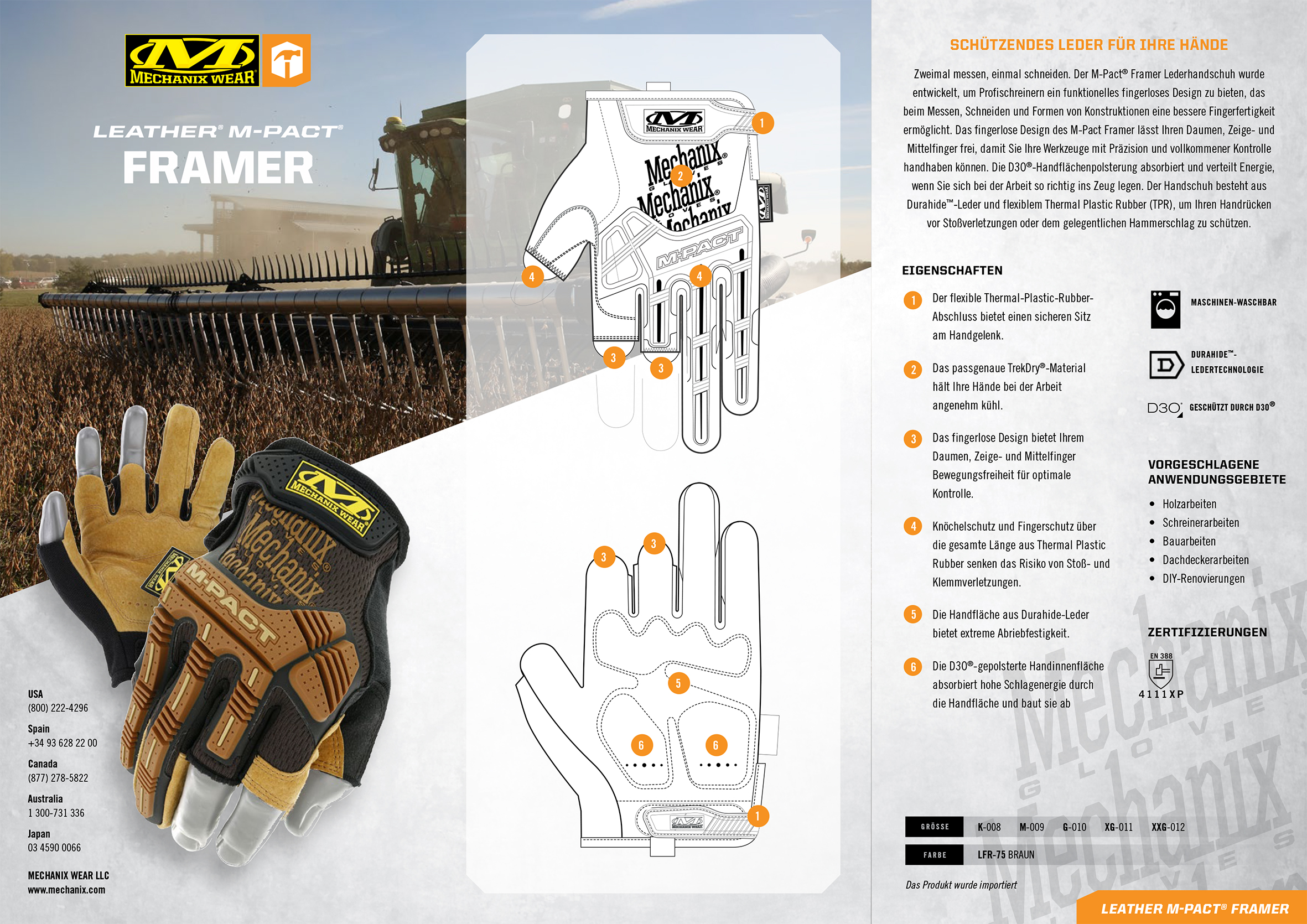 Mechanix Handschuhe M-Pact Framer Leather