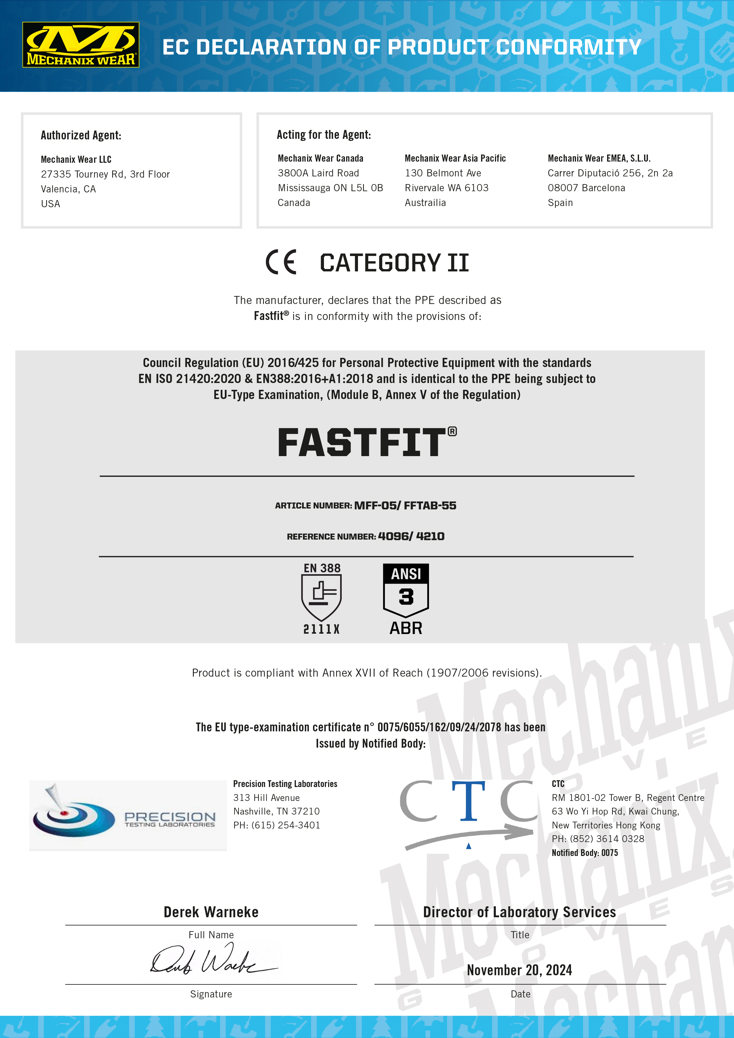 Mechanix Handschuh Fastfit Schwarz Gen.3