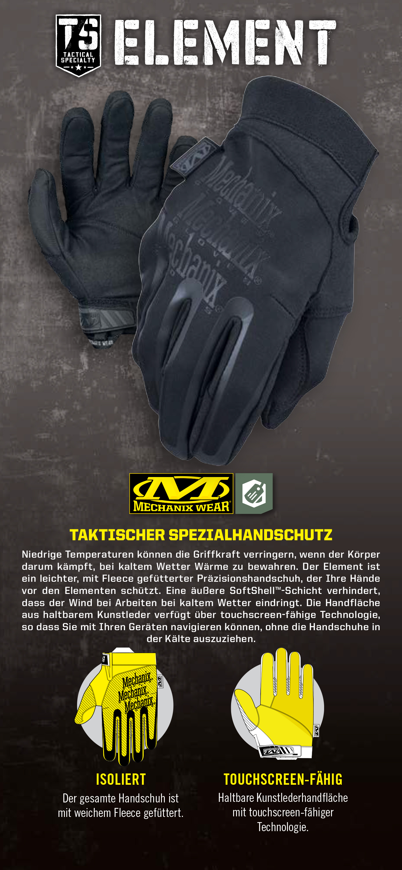 Mechanix Handschuh Element Insulated (Einsatzhandschuh)