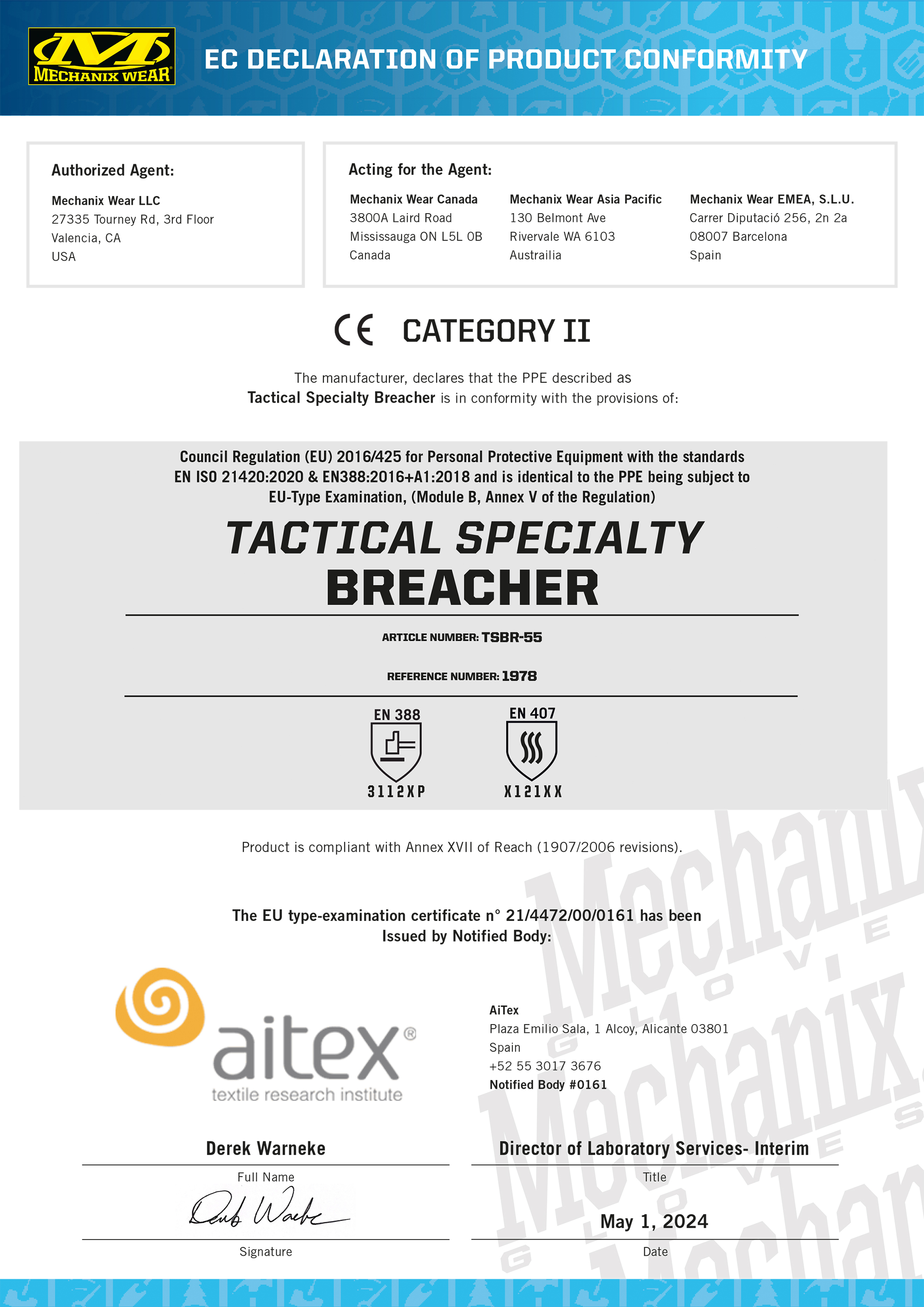 Mechanix BREACHER FR Nomex Handschuh