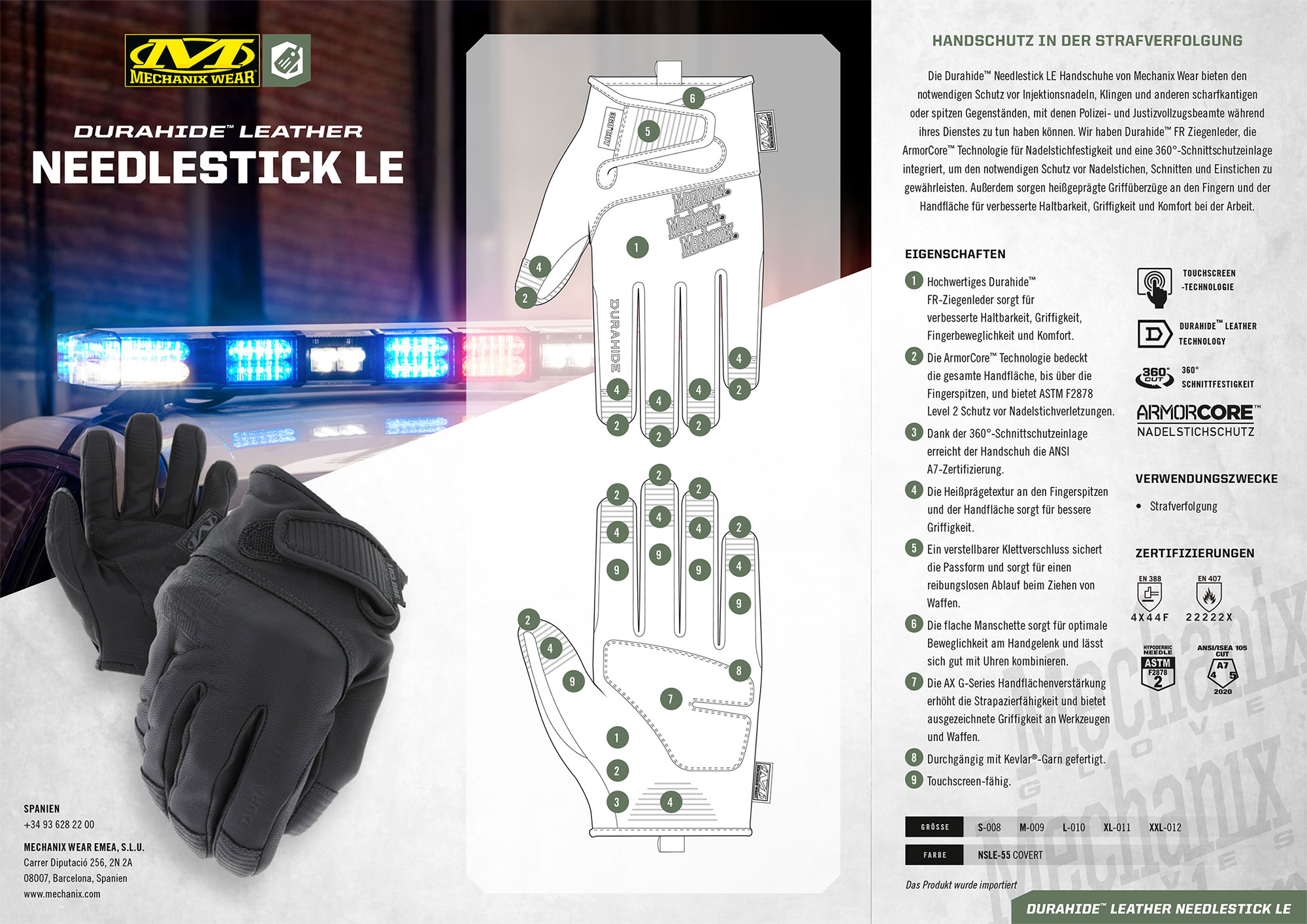 Mechanix Needlestick LE Handschuh Durahide Leder