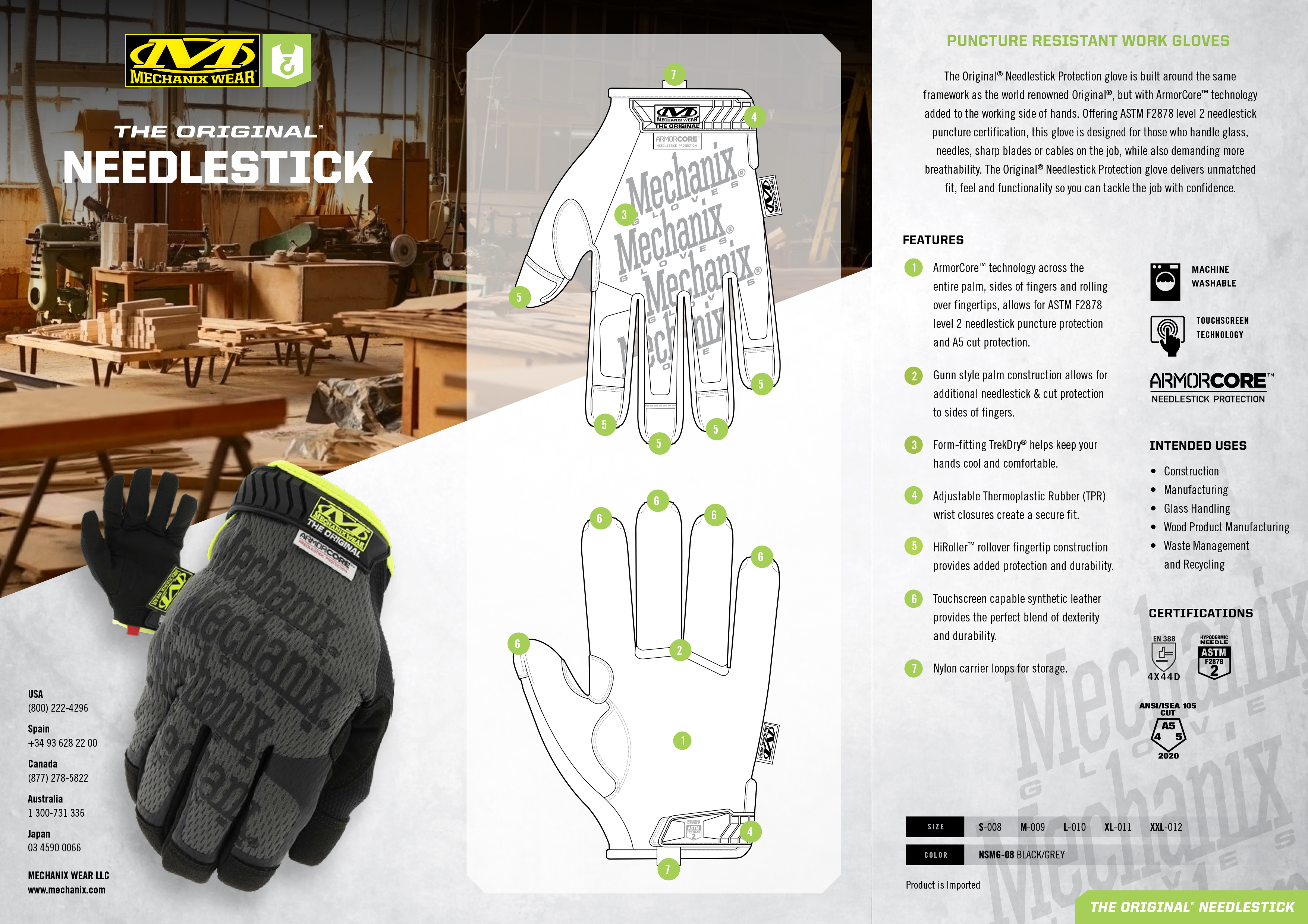 Mechanix Original Needlestick (professionelle Stichschutz Handschuhe)