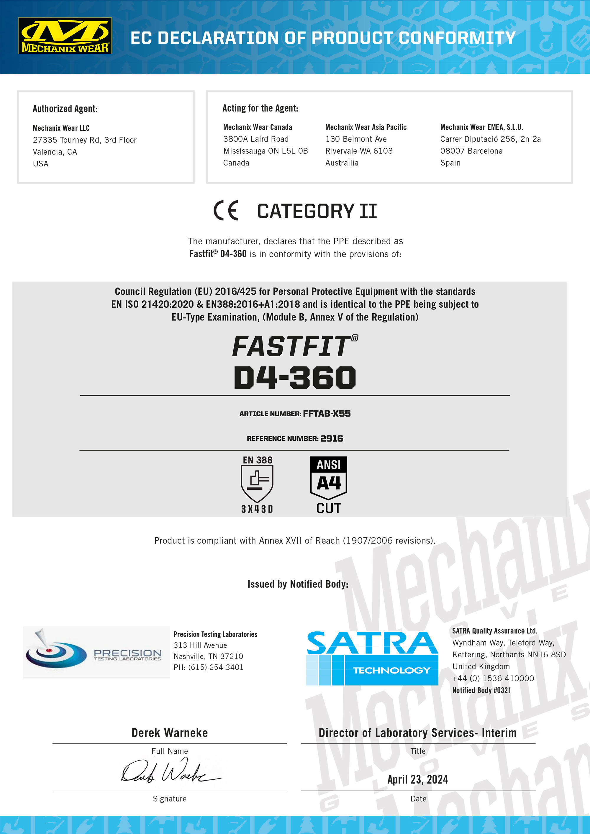 Mechanix FastFit Covert D4-360 Schnittschutzhandschuh