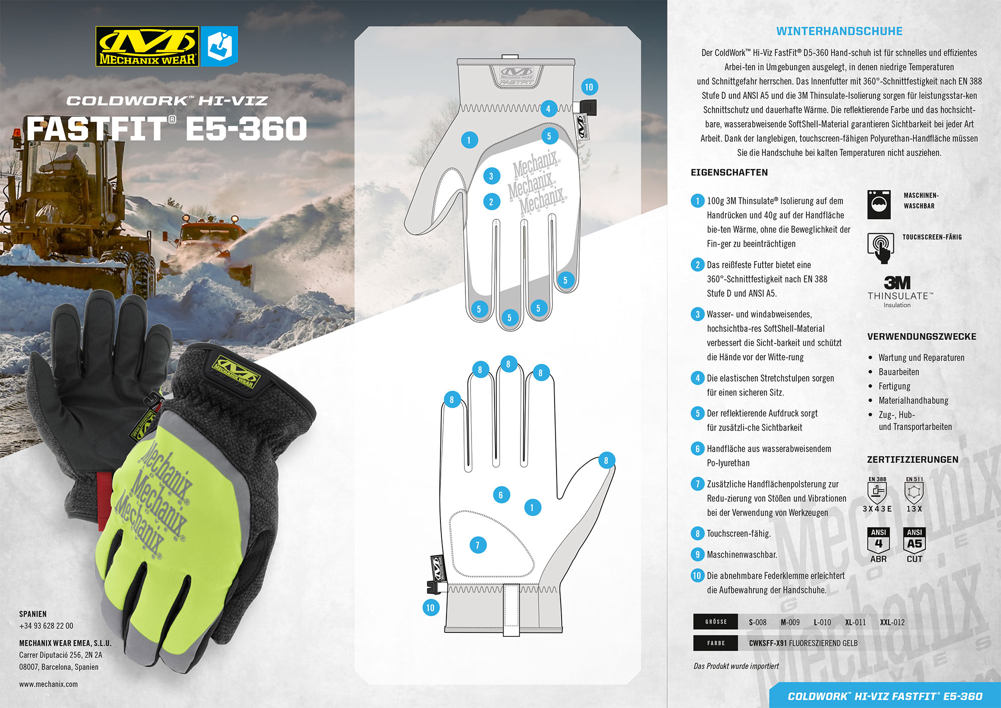 Mechanix ColdWork Hi-Viz FastFit D5-360 Winterhandschuh