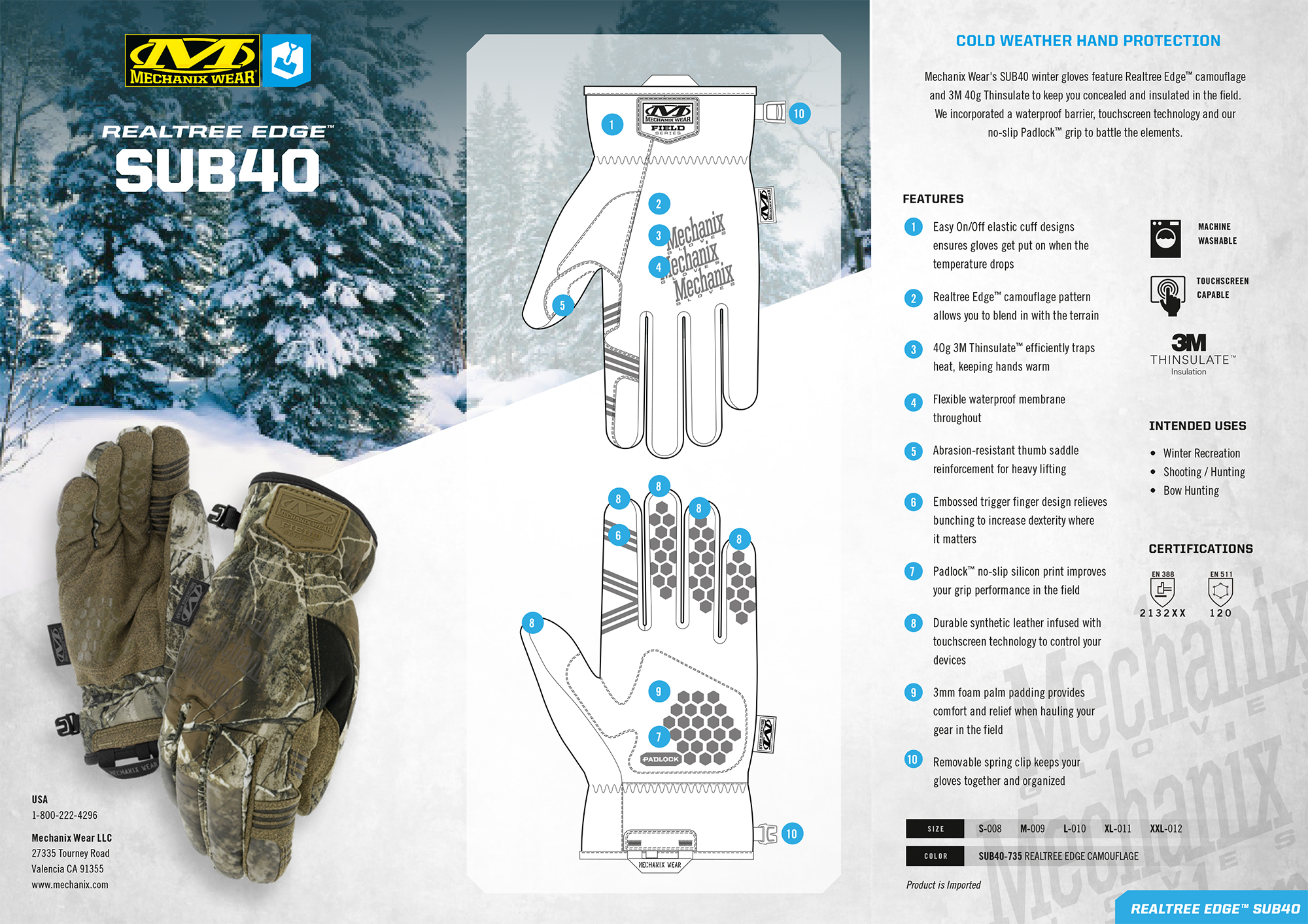 Mechanix SUB40 Jagdhandschuh Realtree Edge Winterhandschuh