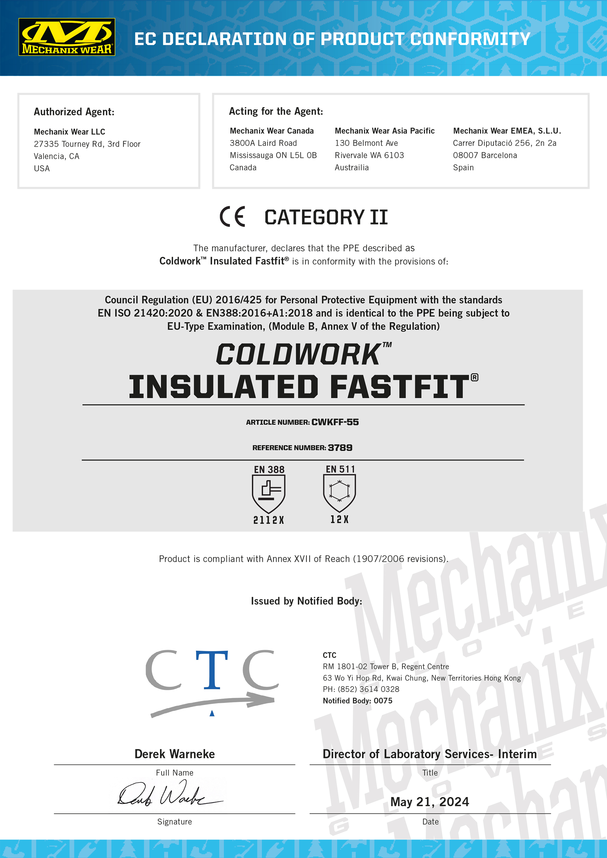 Mechanix FastFit Plus Covert Schnittschutzhandschuh Winter