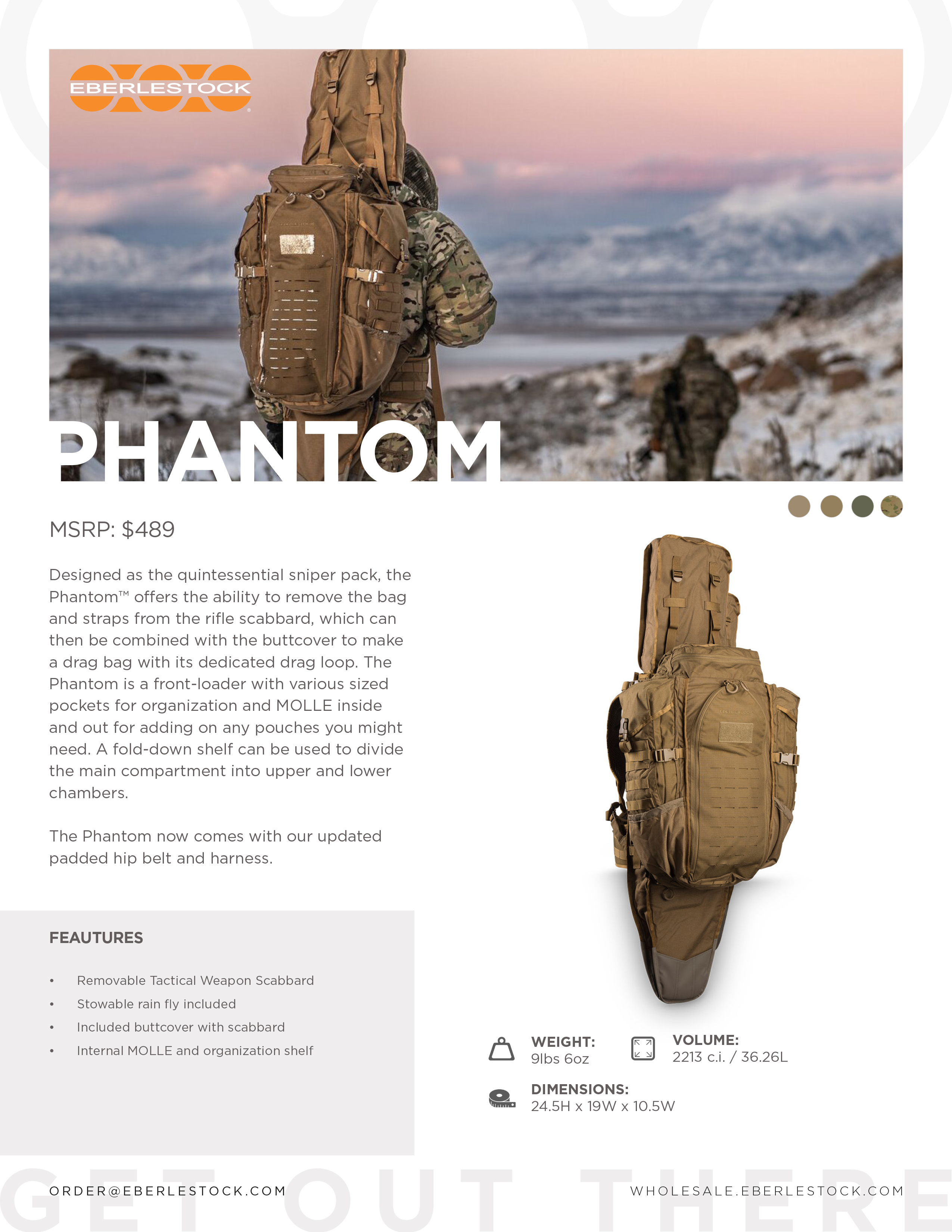 Eberlestock Phantom Pack (professioneller Scharf- Schützen Rucksack) Multicam