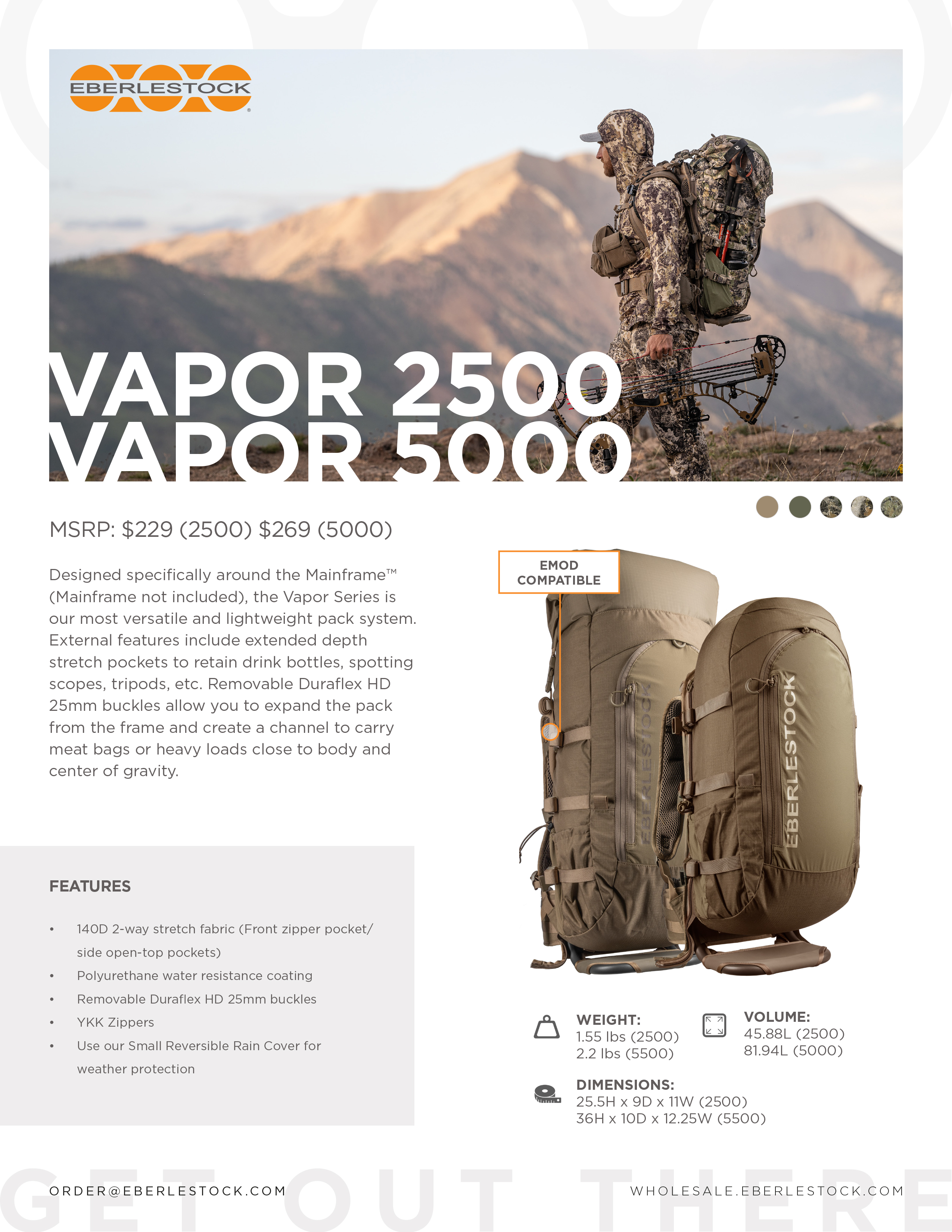 Eberlestock - VAPOR 5000 V2 (Rucksack für Mainframe™ und EMOD)