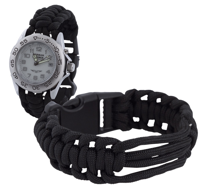 Parachute Cord Uhrenarmband Schwarz